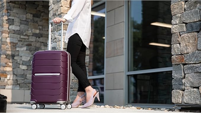 Samsonite Freeform Large Checked Luggage with Dual 360° Spinner Wheels - TSA Lock, Airline-Approved - Lightweight Durable Polypropylene Expandable Hardshell - Amethyst Purple