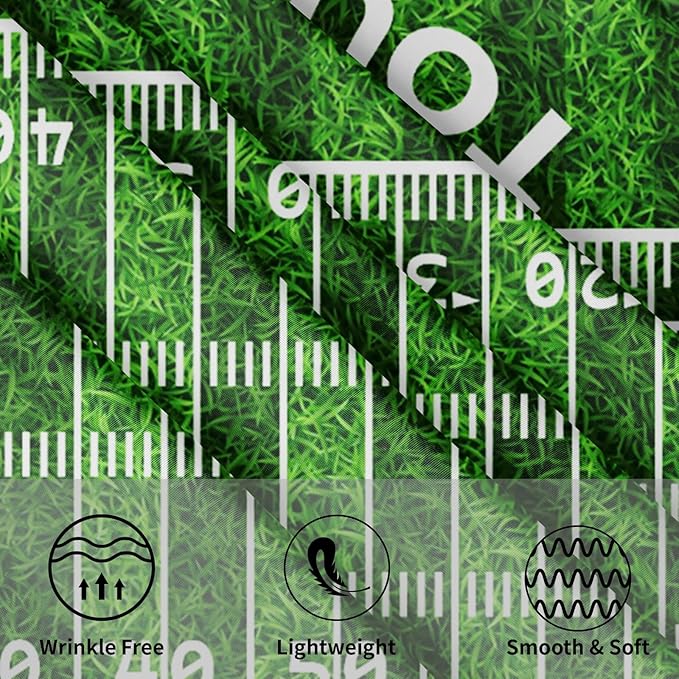 Football Round Tablecloth 70 Inch Rugby Football Pattern Circle Table Cloth Green Table Cover Washable Polyester Indoor Decorations for Home Kitchen Dinning Party