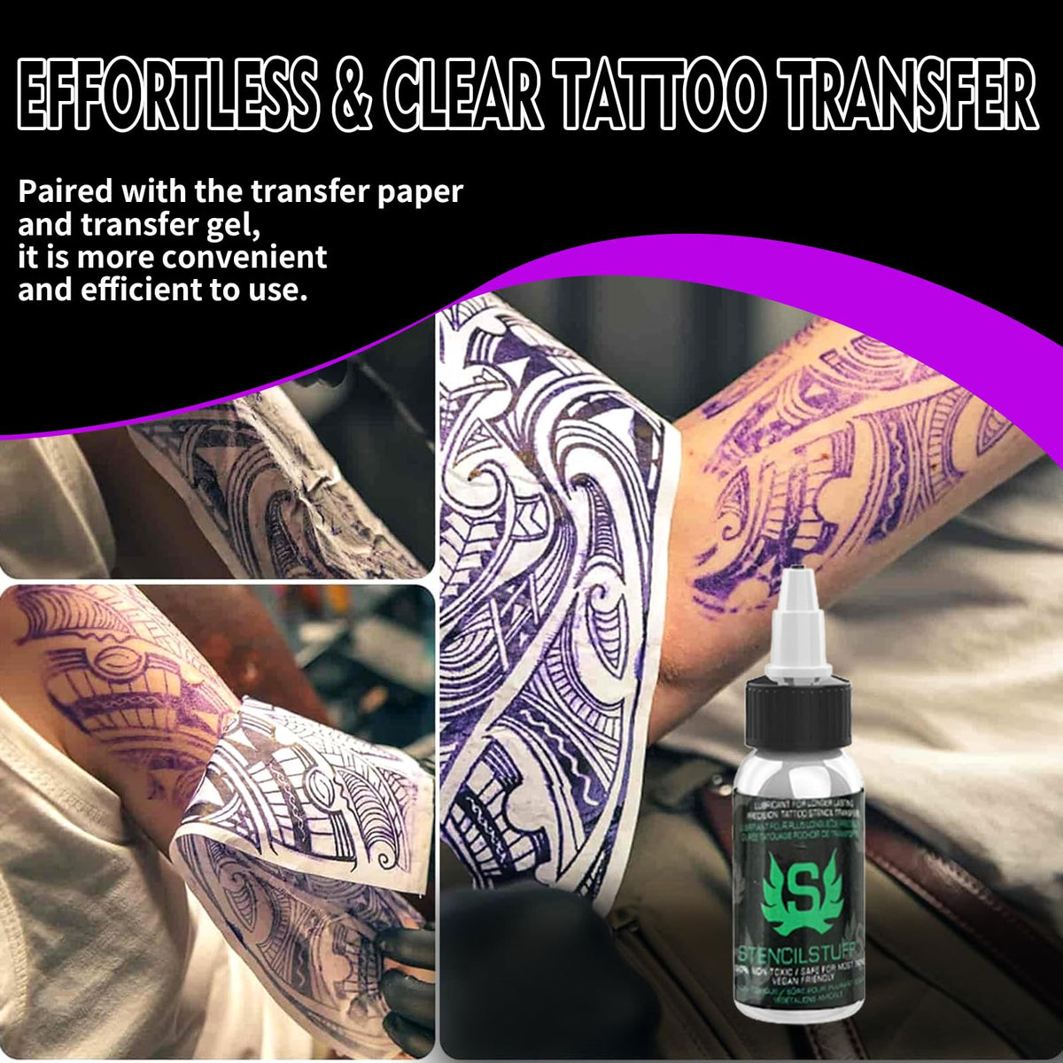 Tattoo Kit Tattoo Gun Wireless Tattoo Machine with 2 Batteries, Tattoo Ink Color Set, 20Pcs Tattoo Needles and Full Accessories Tattoo kit Complete for Beginners(Purple)