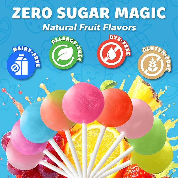 Zollipops - Valentines Pack - Clean Teeth Pops Sugar Free Candy with Xylitol, Dye-Free Lollipops - Keto & Diabetic-Friendly, Dentist-Approved Treats for Kids (Natural Fruit Flavors, 5.2 oz, Heart Shape)