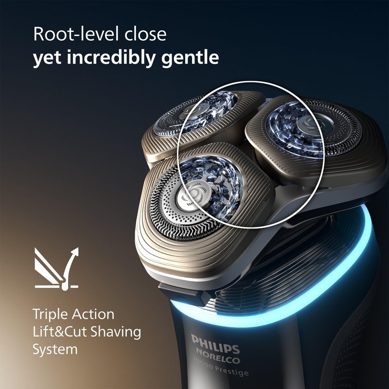 Philips Norelco Shaver i9000 Prestige Ultra, Wet & Dry Electric Shaver, White Gold, SenseIQ Pro Technology, Triple Lift & Cut System, 360 Rotating NanoTech Precision Blades, Beard Styler, XP9403/88