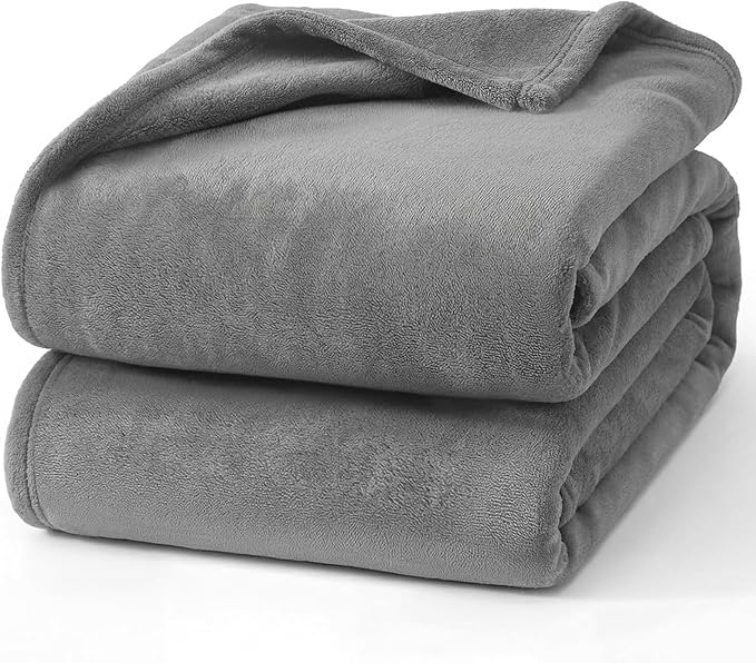 Hansleep Fleece Blanket Twin Size Grey, Soft Cozy Twin Blanket, Fuzzy Flannel Blanket for Bed, Sofa, Couch, Travel, Camping, 60 x 80 Inches