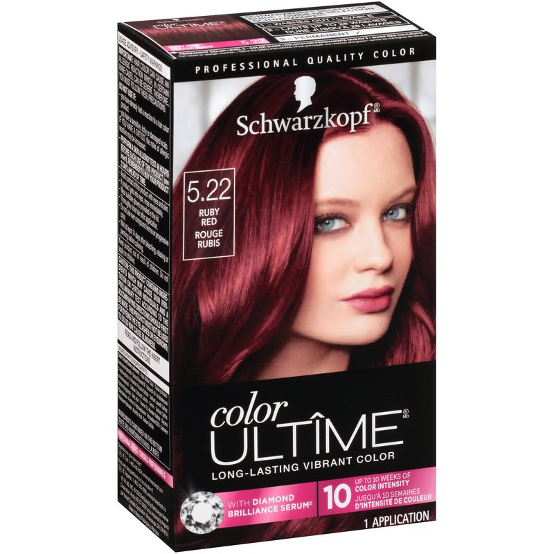 Schwarzkopf Color Ultime Hair Color, 5.22 Ruby Red, 1 Application - Permanent Red Hair Dye for Vivid Color Intensity and Fade-Resistant Shine up to 10 Weeks (Pack of 2)