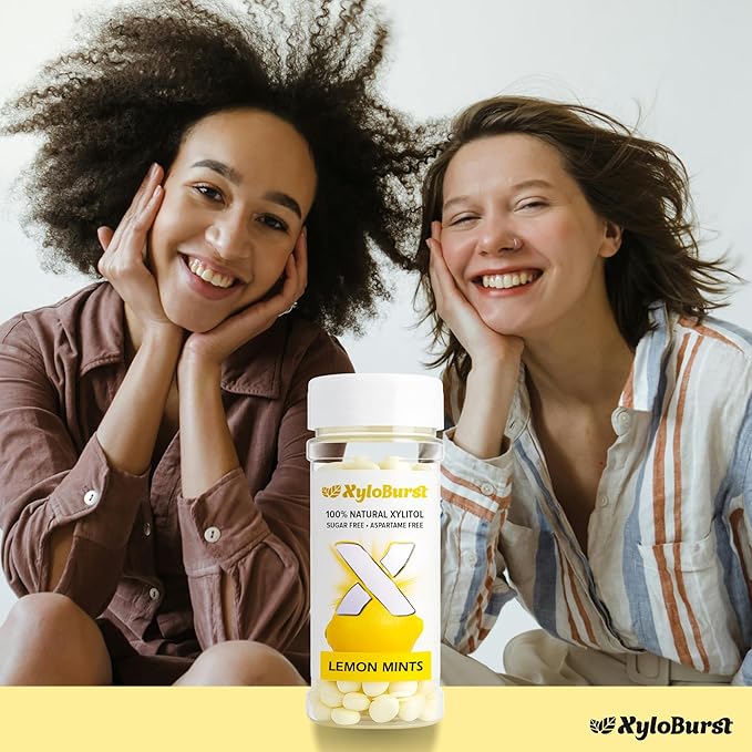 XyloBurst - Xylitol Mints | Sugar Free Breath Mint for Oral Health | Gluten Free, Vegan, Keto Friendly | Aspartame Free Mints | Lemon | 200 Count Jar