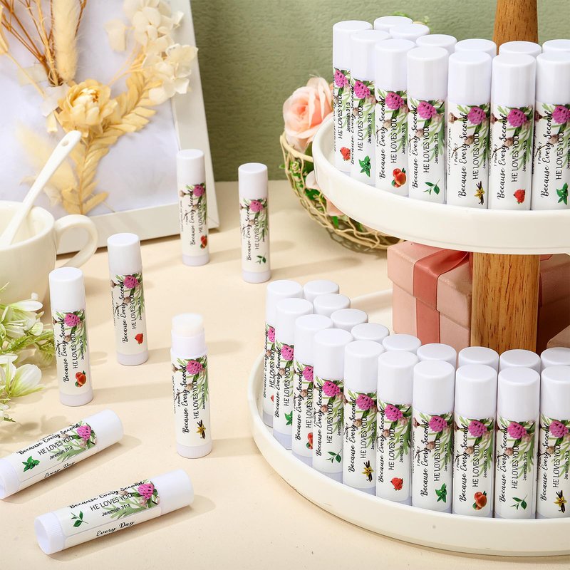 50 Pcs Christian Lip Balm Bulk Religious Bible Verses Lip Balm Scripture Christian Gifts for Women Faith Church Party Favor Inspirational Gift for Sunday School Employee Coworker