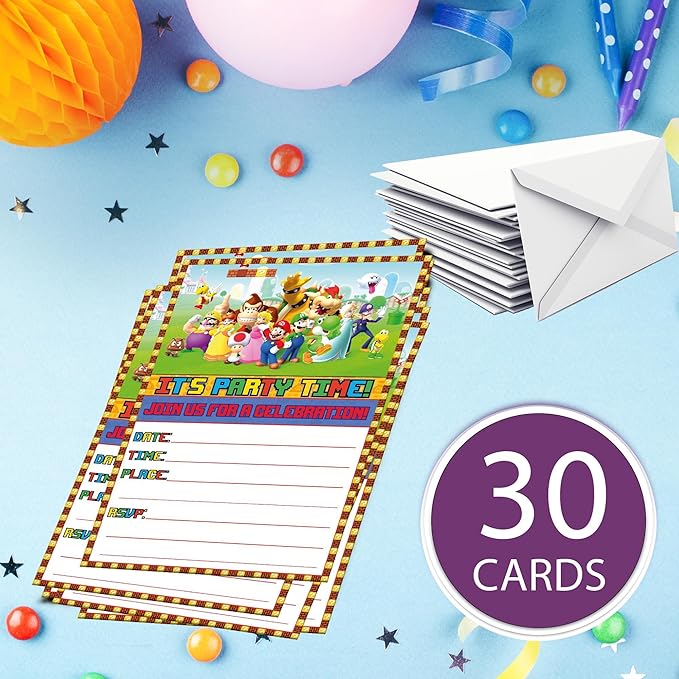 Set of 30 Invitation Cards Super M -Themed Happy Birthday Invitation Cards - Lightweight (230g), Postcard Style Invites for the Perfect Party Pack