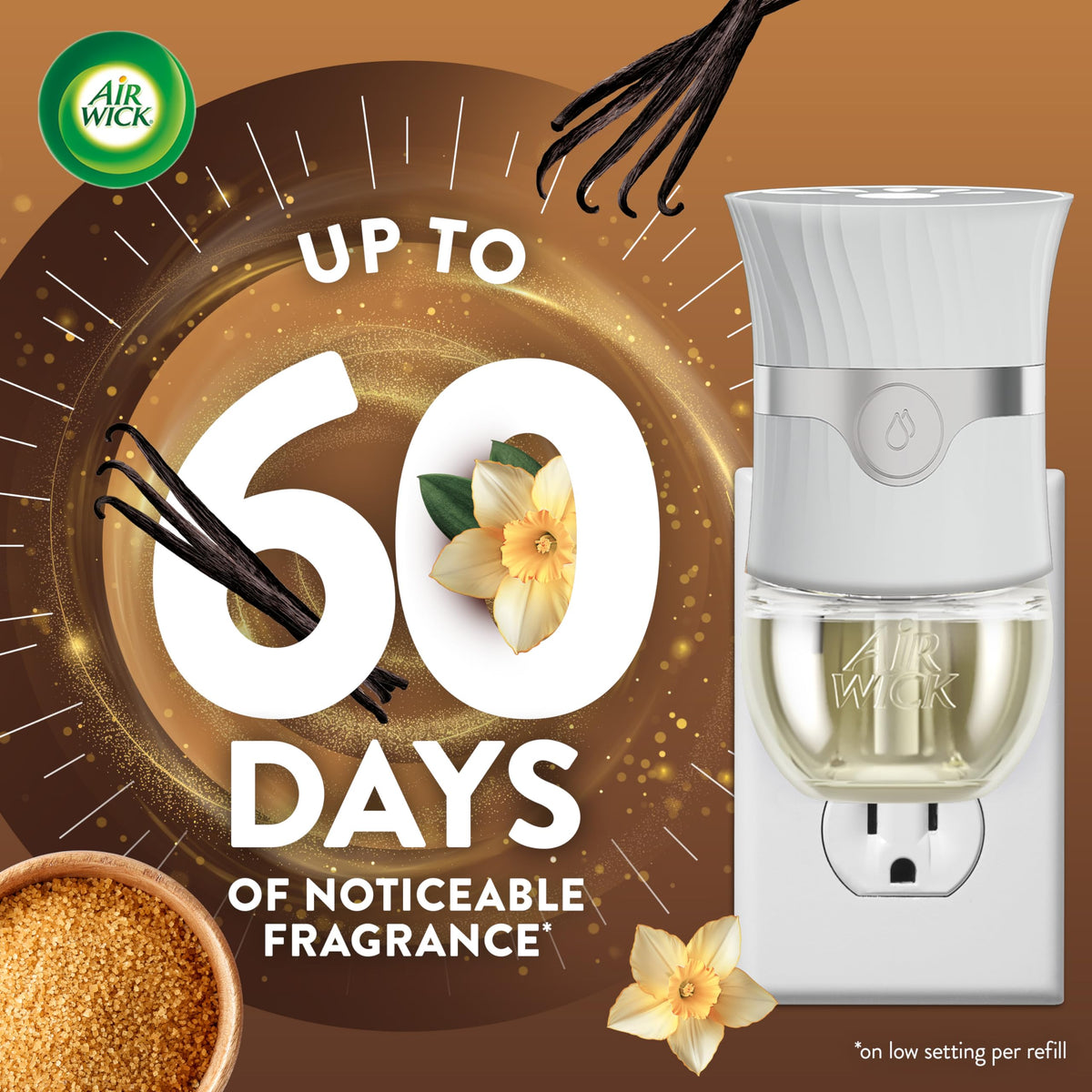 Air Wick Plug in Scented Oil Refill, 5 ct, Brown Sugar and Vanilla, Air Freshener, Essential Oils, Fall Scent, Fall decor