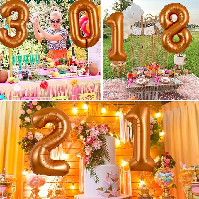 TONIFUL 40 Inch Orange Large Numbers Balloon 0-9 Birthday Party Decorations,Big Number 6 Foil Balloon Digital 6 for Birthday Party,Wedding, Bridal Shower,Engagement,Graduations,Anniversary,Baby Shower