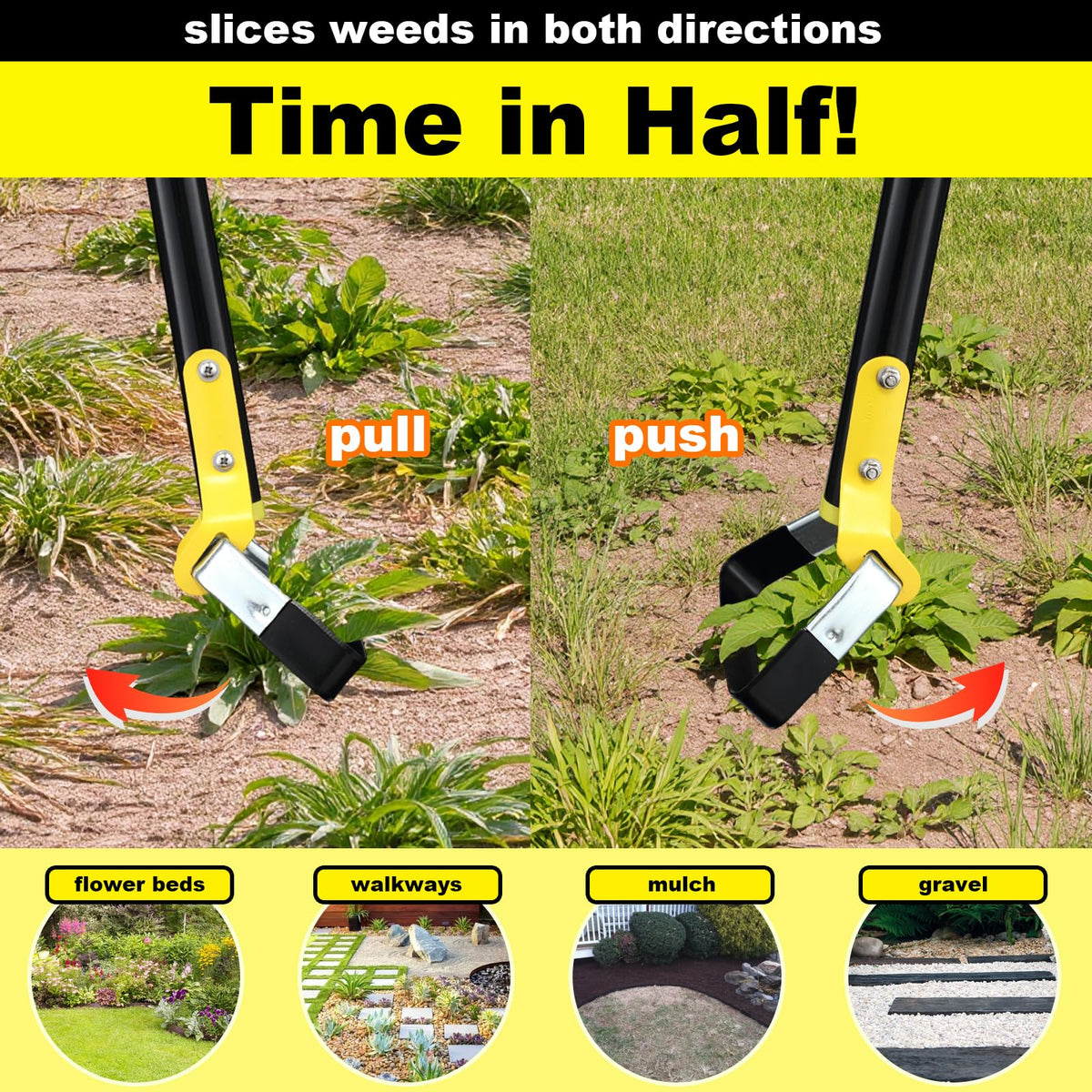 Bird Twig Garden Hoe for Weeding - Sharp Push Pull Blade,Stainless Steel Stirrup Weeder Hoe, 30-54 Inch Adjustable, Stand Up Loop Weed Hoe Tool for Women Seniors