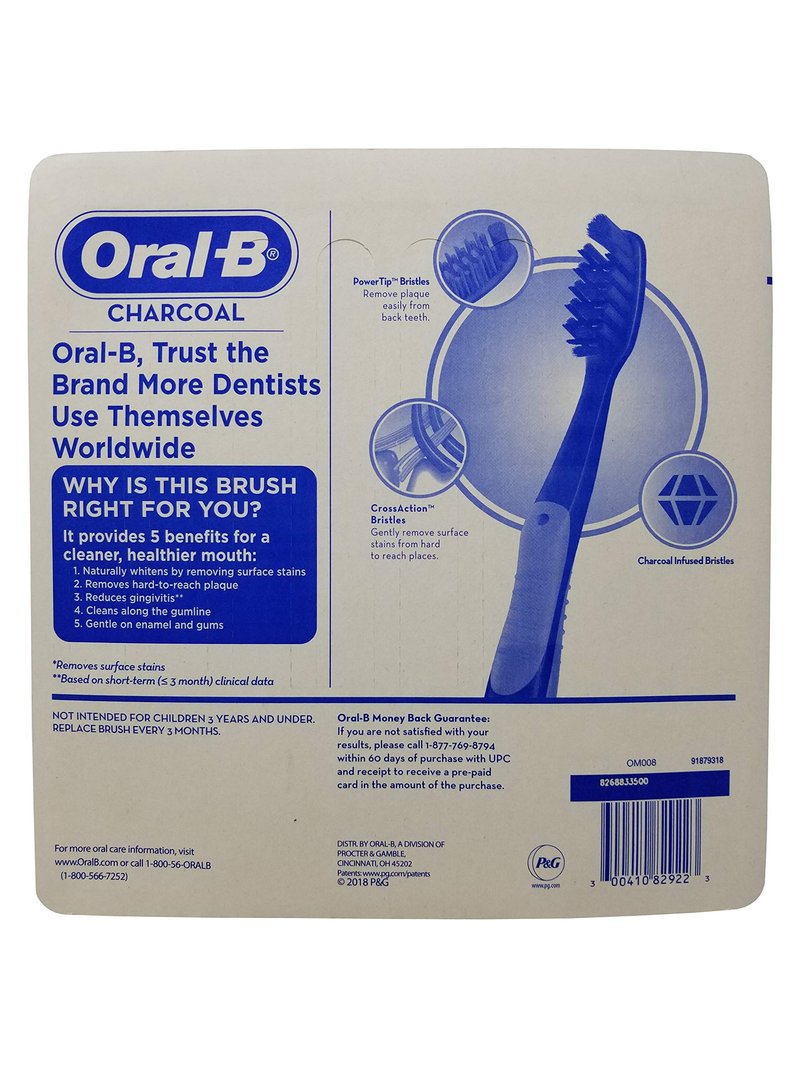 Oral-B Charcoal Toothbrush, Soft (Pack of 6)