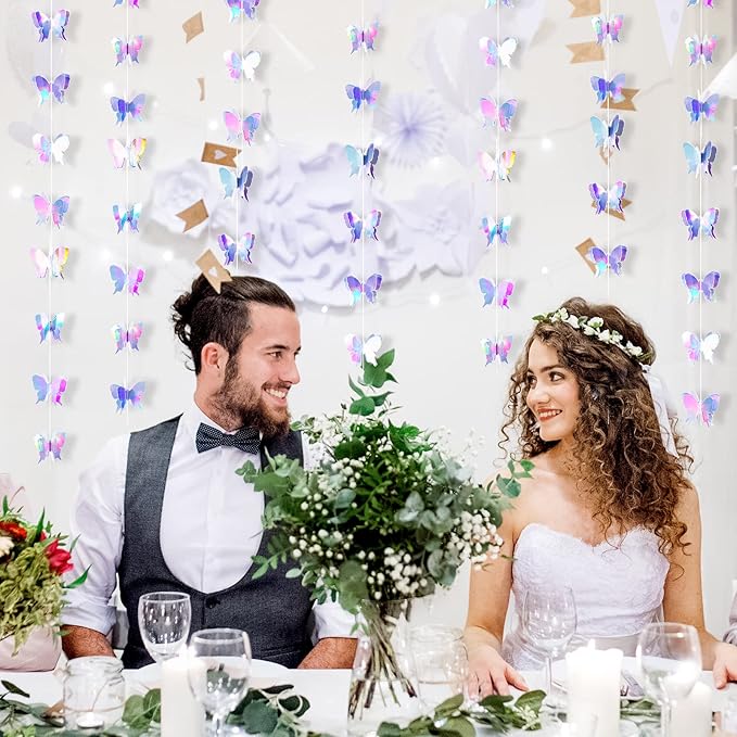 Zonon 8 Pieces 3D Butterfly Hanging Garlands Decoration Butterfly Paper Party Streamers Backdrop for Wedding Birthday Fairly Baby Shower Holiday Party Decorations (4.3 x 3.5 Inches)