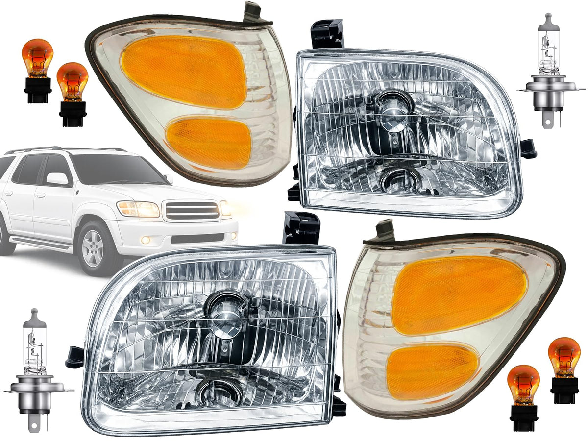 Auto Parts Avenue APA Replacement for Headlights and Corner Signal Lights 2000-2004 Tundra (Double Cab ONLY) 2001-2004 Sequoia T