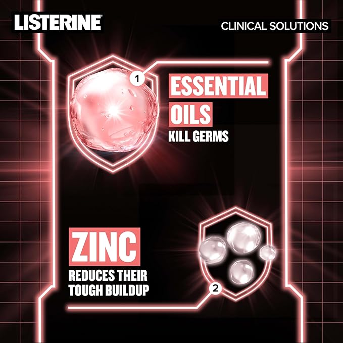 Listerine Clinical Solutions Gum Health Antiseptic Mouthwash, Antigingivitis & Antiplaque Oral Rinse Kills Germs for Healthier Gums, Reduces Gingivitis in 1 Week, ICY Mint, Twin Pack, 1 L, 2 Pack