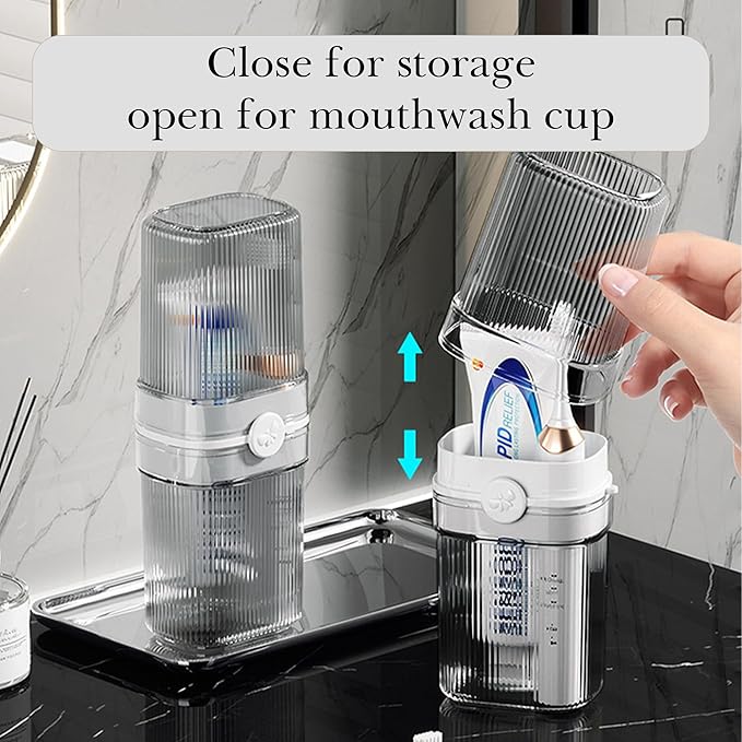 LUEXBOX 2 Pack Portable Travel Toothbrush Case, Travel Toothbrush Cup, Lightweight Tooth Brush Protector Cover, Electric Toothbrush Toothpaste Storage Container Box for Camping, Business Trip (White)