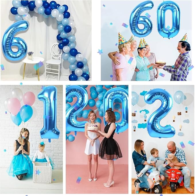 40 inch Blue Number Balloon Giant Foil Helium Balloons Blue Number 0 Balloon for Birthday Party Decorations