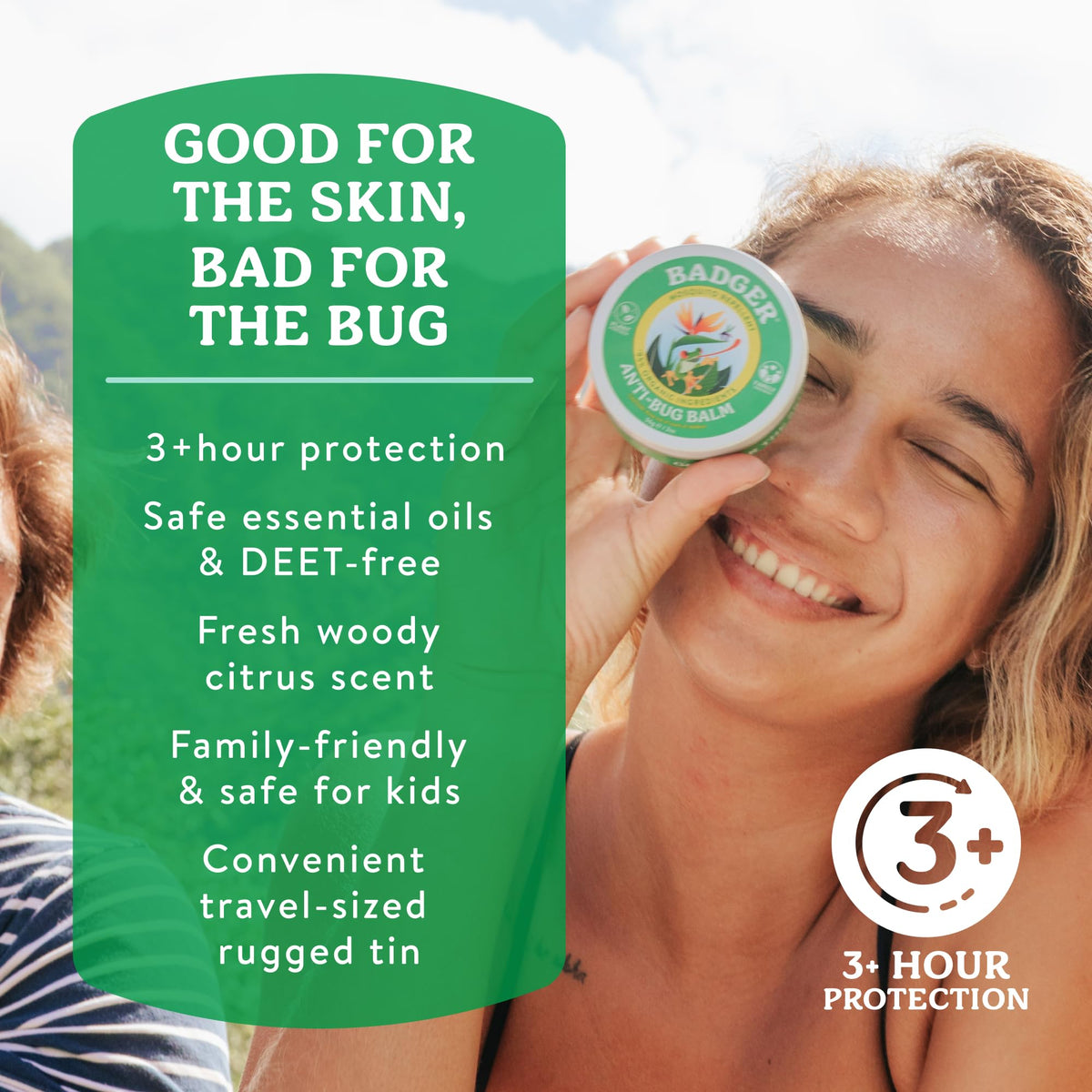 Badger Bug Repellent Tin, Organic Deet-Free Mosquito Repellent with Citronella, Family Friendly Pleasant Smelling Insect Repellent, Easy to Use, 2 oz Tin, 2-Pack