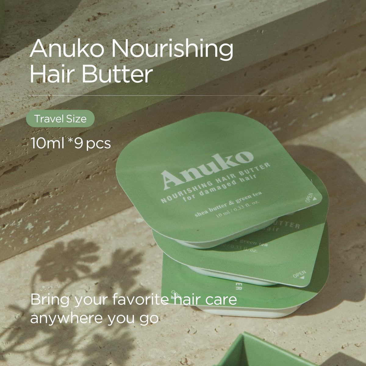Nourishing Hair Butter Travel Kit for Damaged Hair, 10ml*9pcs, Shea Butter & Green Tea, Korean Hair Care, Hair Treatment Mask, Vegan Protein