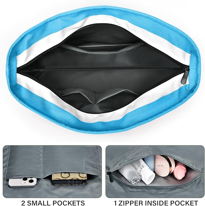 Becokan Beach Bags for Women Large Canvas Beach Tote Bag Beach Bags Waterproof Sandproof Swim Pool Bag Travel Essentials