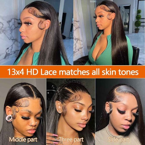 Lemoda 13x4 Straight Lace Front Wigs Human Hair 200% Density 16 Inch Straight Wig 13x4 HD Lace Human Hair Wigs for Women Glueless Black Wigs Virgin 15A Straight Hair Outlet Deal Wigs Pre Plucked