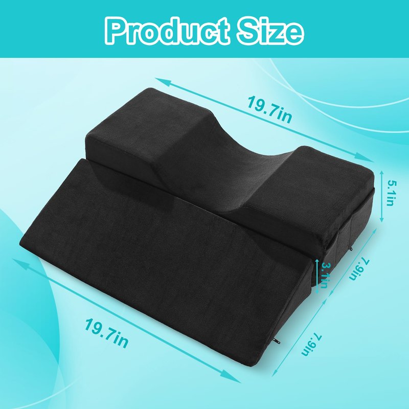 BALAPET Lash Pillows for Eyelash Extensions Ergonomic and Comfortable Velvet Foam Eyelash Pillow for Neck and Back Support Pillow Side Pockets can be Placed Tools,Easy to Graft Eyelashes(Black)