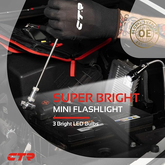 CTR 5PCS Telescoping Magnetic Pickup Tool Kit with Super Bright COB LED Square Inspection Mirror, Flexible Magnet Flashlight, Adjustable Inspection Tool with Long Handle - Best Gadgets Gifts for Men