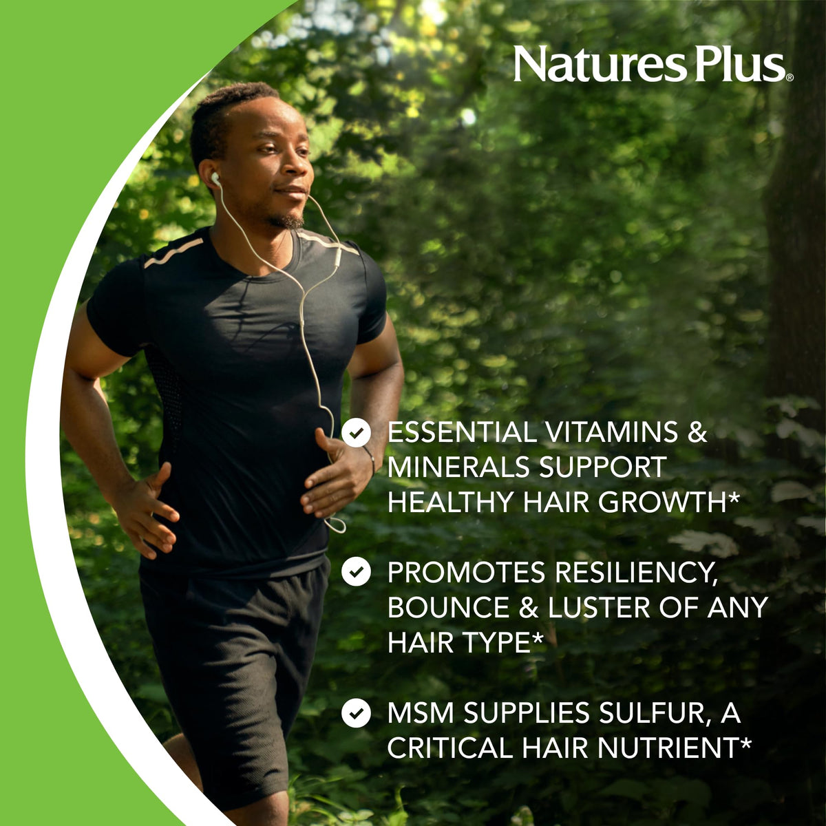NaturesPlus Men's Ultra Hair Plus, Sustained Release - 60 Tablets - All-Natural Hair Growth Supplement for Men - Promotes Fuller, Healthier Hair - Gluten-Free - 30 Servings