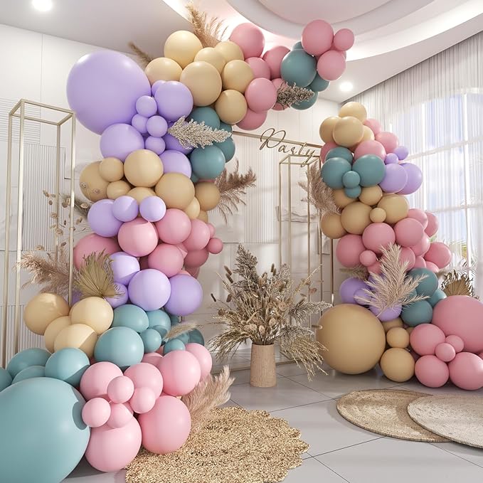 Blue Purple Pink Nude Balloon Garland Arch Kit, 160Pcs Latex Balloons Different Size Balloons 18 12 10 5 inch for Birthday Baby Shower Wedding Bridal Shower Party Decorations