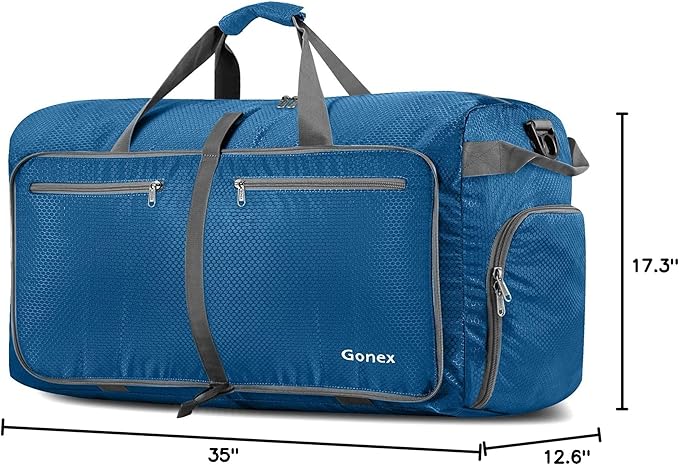Gonex 40L 60L 80L 100L 150L Large Foldable Travel Duffle Bag with Shoes Compartment, Packable Lightweight Water Repellent Duffel Bag for Camping Gym Weekender Bag