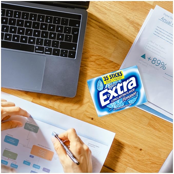 EXTRA Gum Peppermint, Sugar Free Chewing Gum Bulk Pack, 6 Ct/35 Stick