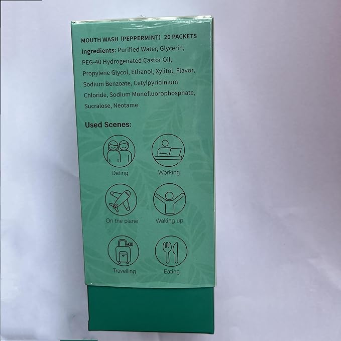 Mouthwash Travel Size Individually Wrapped Fresh Breath Mouthwash Mild Mint Flavor Office Travel Dating Essentials Mouth wash (0.37 Fl OZ(Pack of 20))