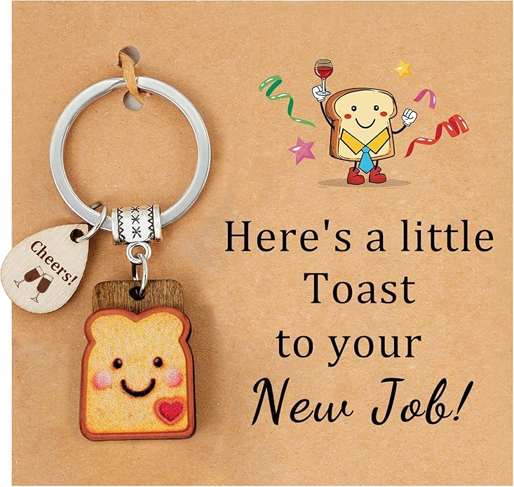 Cute Toast Keychain for Girls, New Beginnings Gifts for Best Friend as Next Chapter Stuff, Cute Love Engagement Housewarming Birthday New Job Gifts for Coworker Couple Bestie Sister Parents