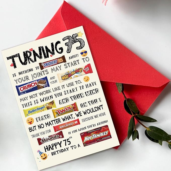 Funny 75th Birthday Card for Women Men, Humor 75th Birthday Gifts for Him Her, Unique 75th Bday Decorations Ideas for Parents Grandparents