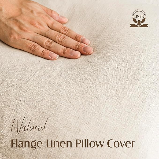Foindtower Pack of 2, Decorative Linen Soild Throw Pillow Covers Soft Accent Cushion Case Boho Farmhouse Neutral Pillowcase for Couch Sofa Bed Living Room Home Decor 22 x 22 Inch Natural Beige