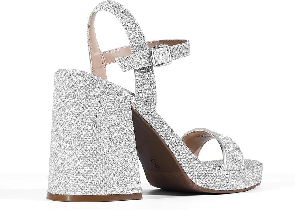 DREAM PAIRS Heels for Women Block Chunky Platform High Heels Open Toe Fashion Wedding Party Evening Prom Dance Ankle Strap Dress Pump Sandals Shoes