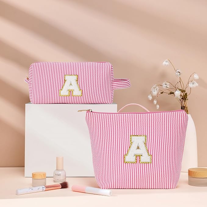 Travel Toiletry Bag Set for Women - Travel Essentials, Initial Travel Makeup Bag Organizer Small Cosmetic Bag for Purse Purple Stuff Gifts for Women Mom Girlfriend Teacher, Purple Letter K