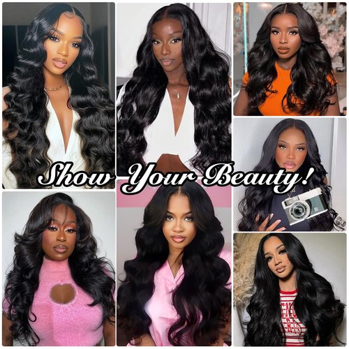 AceWig 26 Inch 13x4 Lace Front Wigs Human Hair Body Wave 180% Density 13x4 HD Lace Front Human Hair Wig Pre Plucked with Natural Hairline Small Knots for Black Women Brazilian Virgin Human Hair Wig