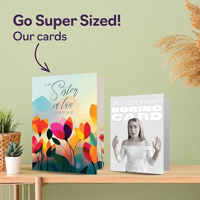 Sister in Law Birthday Card - Vibrant Summer Flowers - Vivid Happy Birthday Card for Sister in Law from Brother Sibling, A5 Female Floral Bday Golden Greeting Cards