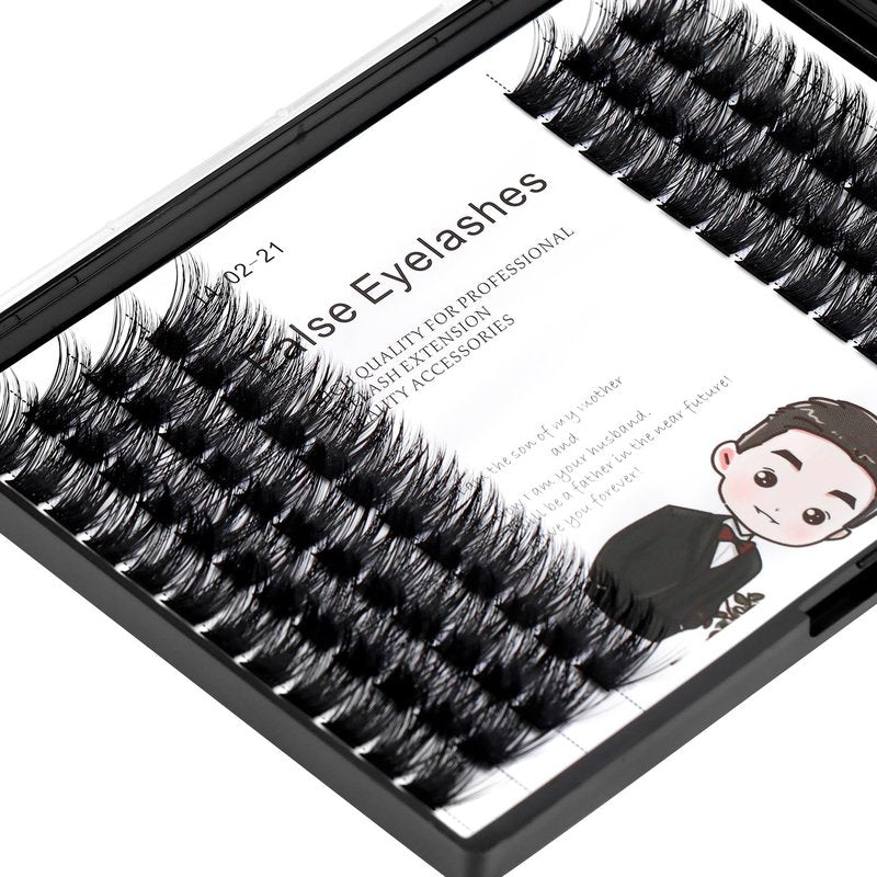 Bodermincer 84 Clusters D Curl Wide Cluster False Eyelash Volume Lashes Natural Eyelashes Set DIY Eyelash Extension 3D Effect Glue Bonded Band Individual Lash Home Eyelash Extension (10MM)