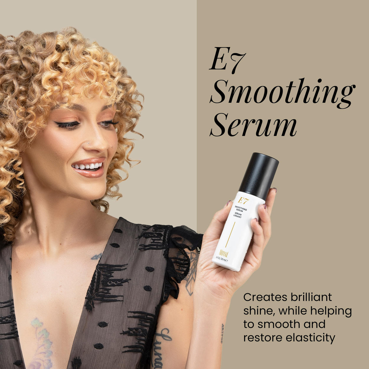 ALOXXI E7 Smoothing Serum, Lightweight Hair Serum with 7 Essential Oils, Smoothes, Strengthens & Adds Shine, for All Hair Types, 3.4 Fl Oz