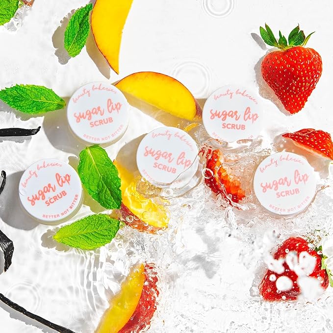 Beauty Bakerie Sugar Lip Scrub Exfoliator & Moisturizer, Lip Scrubber Exfoliator & Hydrator, Moisturizing Treatment Care & Plumper, Peach