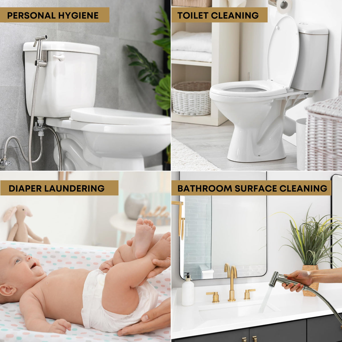 Purrfectzone Bidet Sprayer for Toilet, Handheld Sprayer Kit, Cloth Diaper Sprayer Set - Easy to Install - Stainless Steel