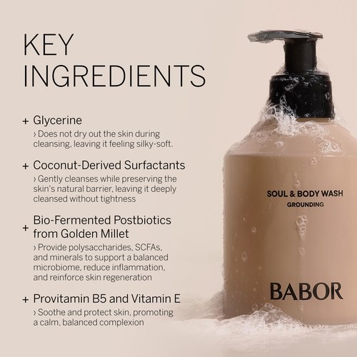BABOR Soul & Body Wash, Nourishing Body Wash with Provitamin B5 & Glycerin for Silky-Soft, Hydrated Skin & Balanced Complexion, 8.45 fl oz