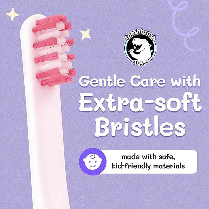 Kids Soft Bristle Princess Toothbrush for Ages 2+, Gentle and Cute Toothbrush for Children with Replaceable Brush Head, Ergonomic Handle Kids Brush for Teeth Care Ideal for Toddlers, Princess Design