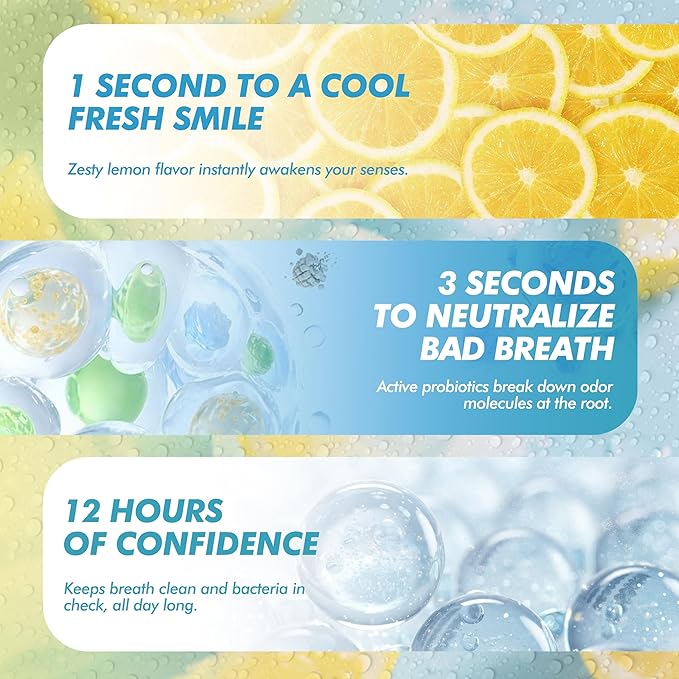 CEELIKE Oral Spray – Instant Fresh Breath, Dual Cooling Formula, Natural Ingredients, Pocket-Size, Lemon, 1 Count