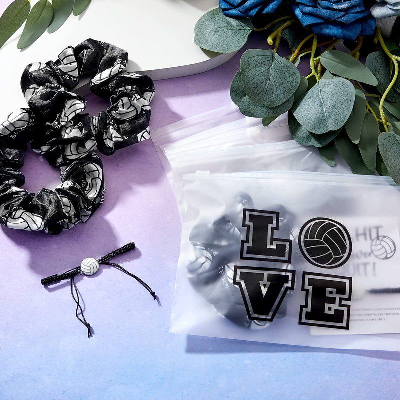 Yuxung 72 Pcs Volleyball Team Gifts for Women Volleyball Party Favors Sports Theme Party Supplies Goodie Bags Hair Scrunchies Adjustable Bracelet Pouches for Players Sports Lovers