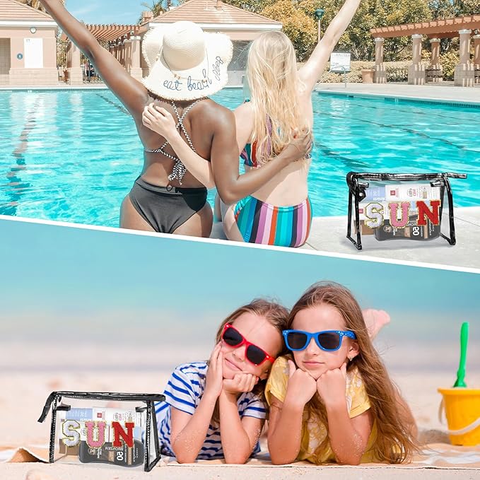 COSHAYSOO Sunscreen Bag Clear Makeup Toiletry Pouch Beach Vacation Essentials for Women Teen Girls Trip Gifts Summer Pool Travel Must Have Accessories Waterproof Stuff