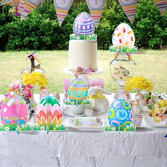 Gyufise 12 Pack Happy Easter Honeycomb Centerpieces for Table Decorations Bunny Easter Egg Centerpieces Decor for Easter Day Birthday Anniversary Party Supplies