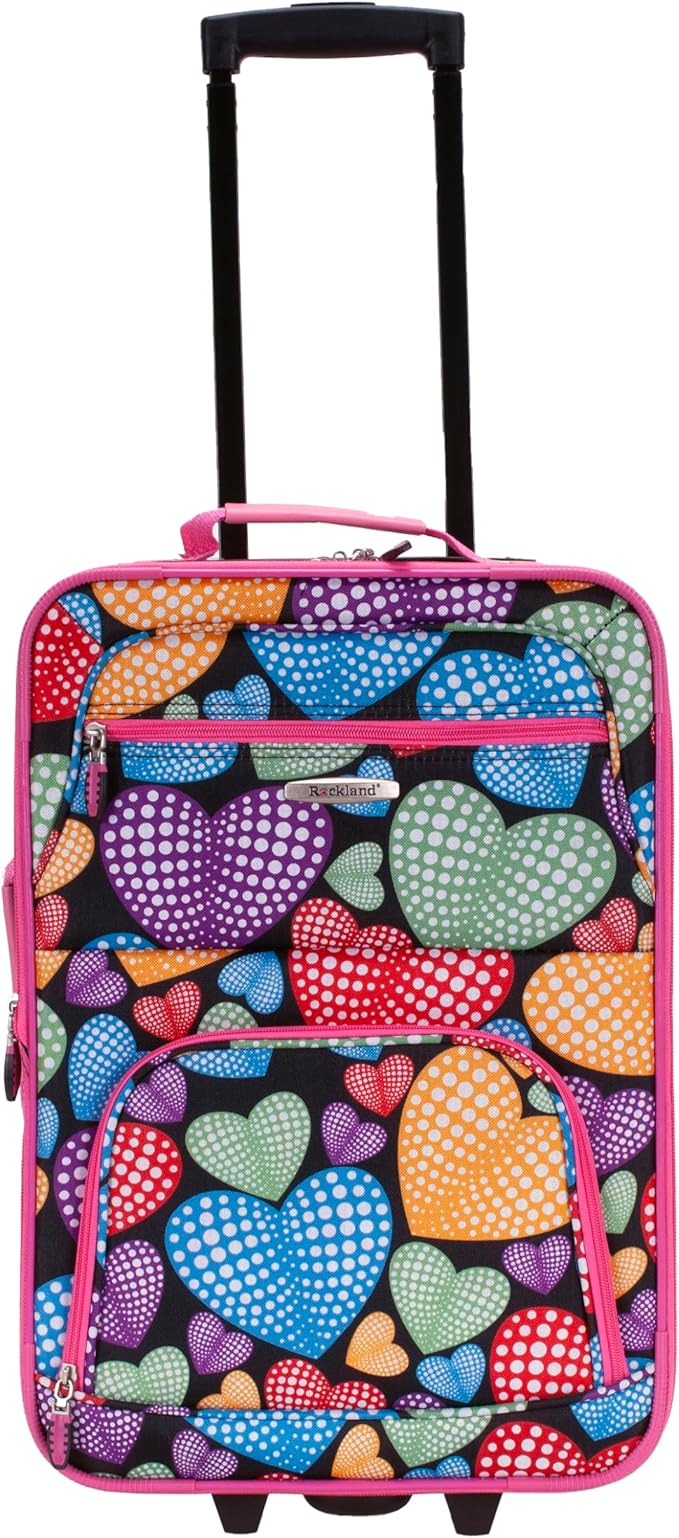 Rockland Fashion Softside 2 Piece Luggage Set, Expandable, (14" Tote/19" Upright), New Heart