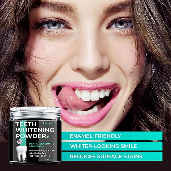 Teeth Whitening Powder – Remineralizing Tooth Powder with Nano-Hydroxyapatite, Xylitol, Charcoal + Bentonite Clay, Fluoride-Free Mint | Powder Toothpaste, Dental Sensitivity Treatments, 2 oz