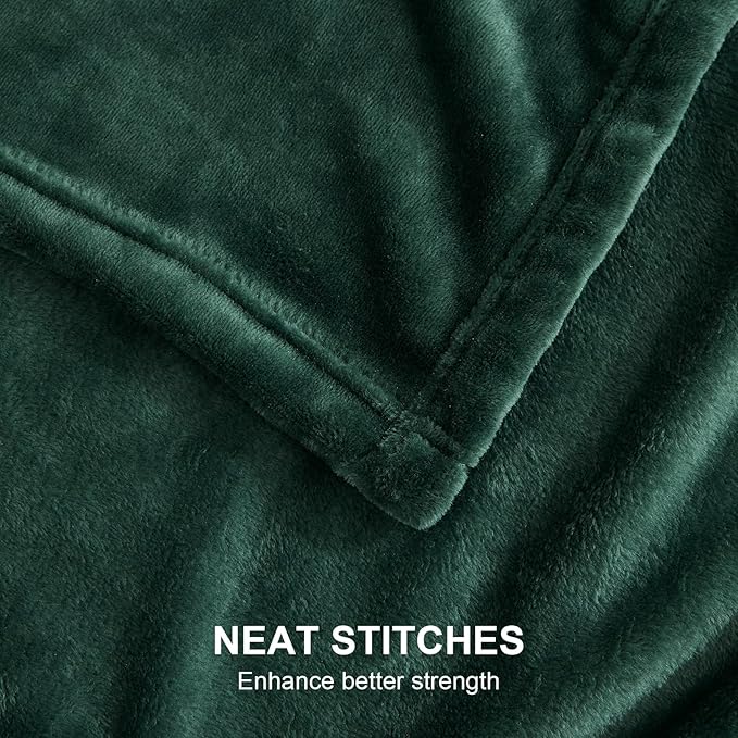 Hansleep Fleece Dark Green Full Blanket, Super Soft Flannel Fuzzy Plush Cozy Blanket for All Seasons, Dark Green, Full 84x90 Inches
